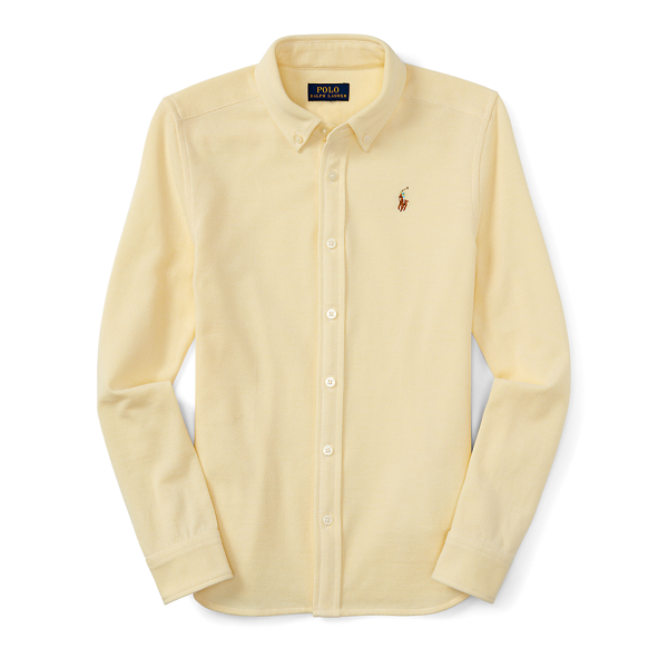 Wicket Yellow/White Knit Oxford Shirt Girls 7-16 1
