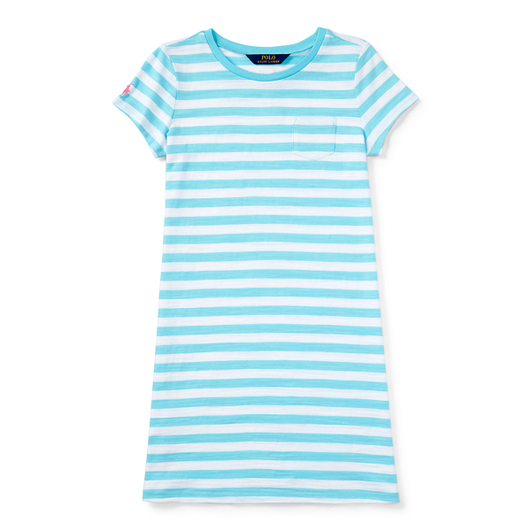 Hammond Blue / White Striped Cotton Tee Dress Girls 7-16 1