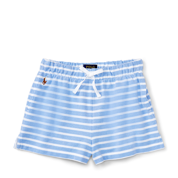 Harbor Island Blue/White Striped Cotton Mesh Short Girls 7-16 1