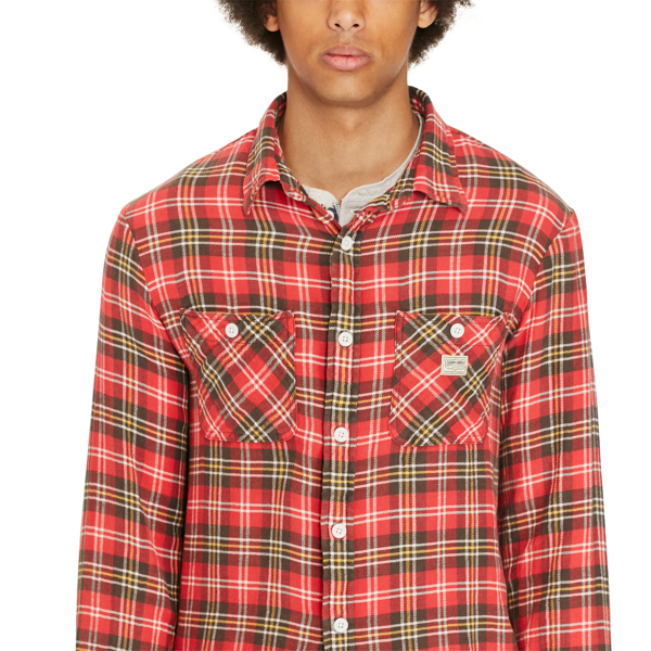 Kenilworth Plaid Cotton Twill Workshirt Polo Denim & Supply 3