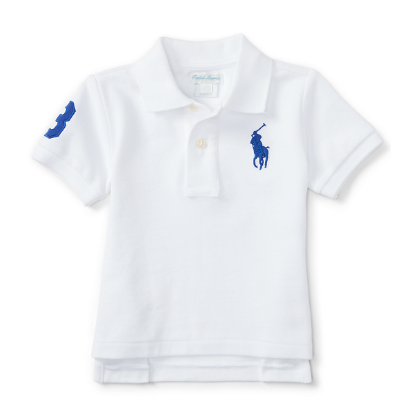 White Cotton Mesh Polo Shirt Baby Boy 1