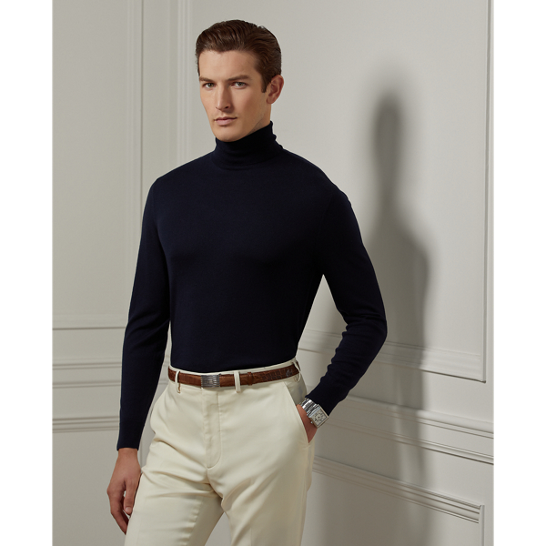 Classic Chairman Navy Cashmere Turtleneck Sweater Purple Label 1