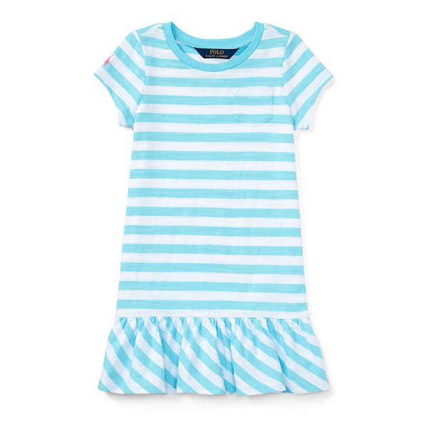 Hammond Blue / White Striped Cotton Tee Dress Girls 2-6x 1