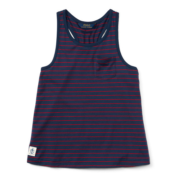 Summer Navy Striped Cotton Racerback Tank Girls 2-6x 1