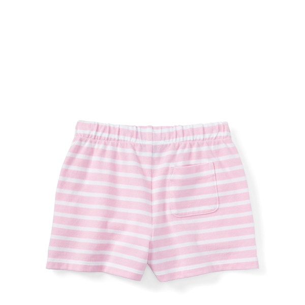 Carmel Pink/White Multi Striped Cotton Mesh Short Girls 2-6x 2