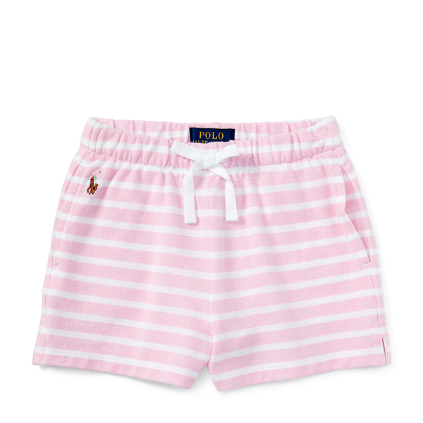 Carmel Pink/White Multi Striped Cotton Mesh Short Girls 2-6x 1