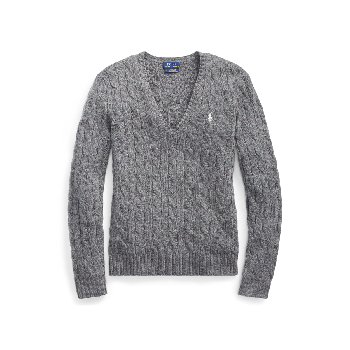 ★★POLO RALPH LAUREN★★ Cable knit wool cotton sweater gre Cable-knit cotton sweater in grey - Polo Ralph Lauren