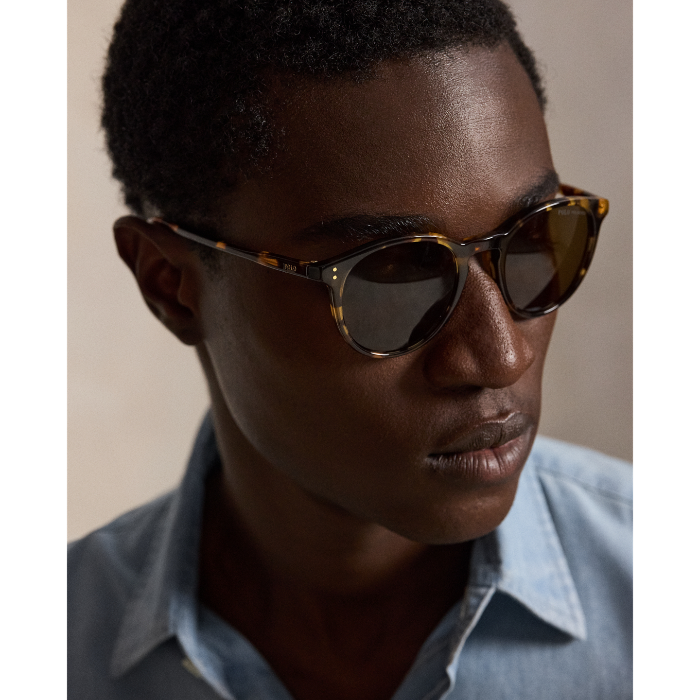 Мужские солнцезащитные очки Ralph Lauren Heritage Round Sunglasses, цвет: Блестящий состаренный гавана — фото 3