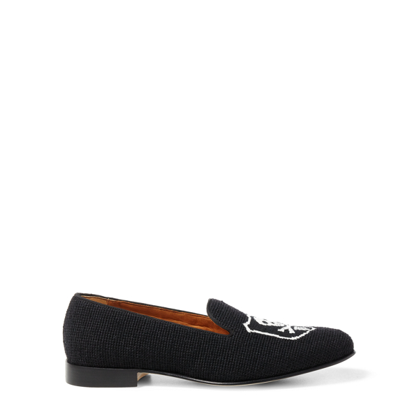Needlepoint Linen Slipper
