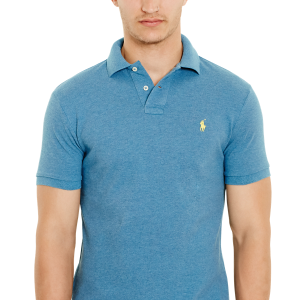 Marine Heather Slim Fit Mesh Polo Shirt Polo Ralph Lauren 3