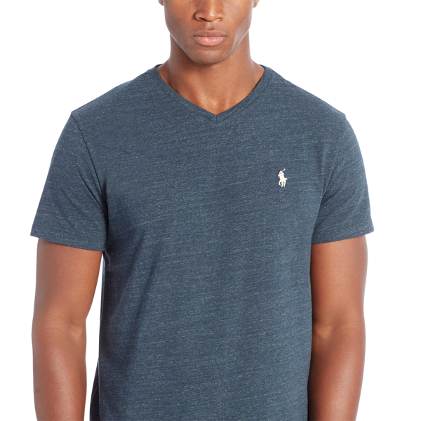 Blue Eclipse Heather Cotton Jersey V-Neck T-Shirt Polo Ralph Lauren 3