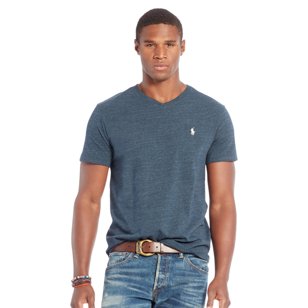 Blue Eclipse Heather Cotton Jersey V-Neck T-Shirt Polo Ralph Lauren 1