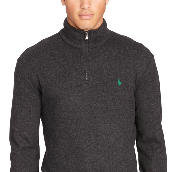 Dark Charcoal Heather Double-Knit Jacquard Pullover Polo Ralph Lauren 3