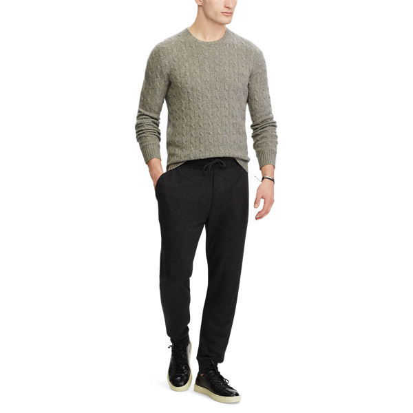 Fawn Grey Heather Cable-Knit Cashmere Sweater Polo Ralph Lauren 3