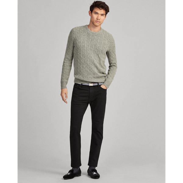 Fawn Grey Heather Cable-Knit Cashmere Sweater Polo Ralph Lauren 1