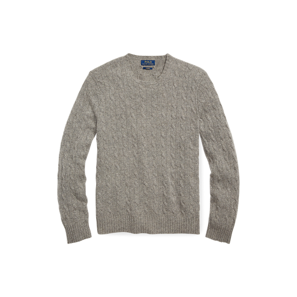 Fawn Grey Heather Cable-Knit Cashmere Sweater Polo Ralph Lauren 2