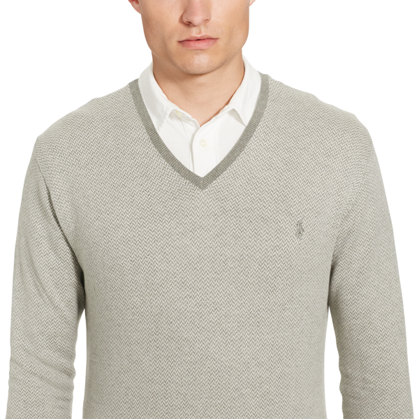 Grey Herringbone Herringbone Cotton Sweater Polo Ralph Lauren 3
