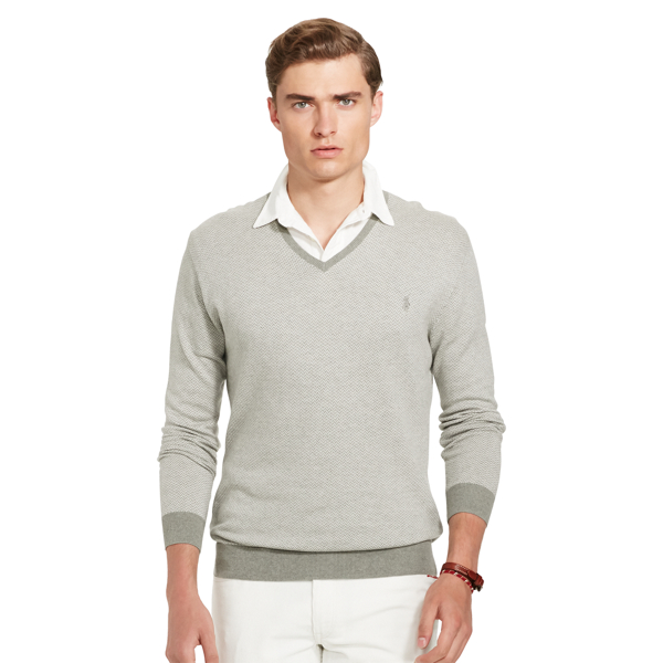 Grey Herringbone Herringbone Cotton Sweater Polo Ralph Lauren 1
