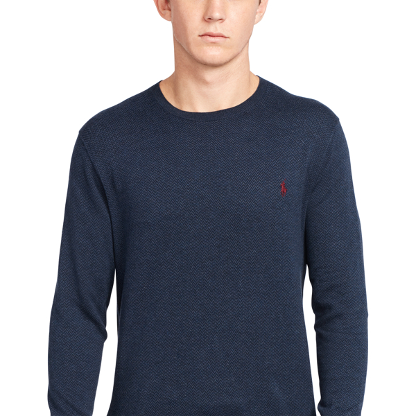 Navy Herringbone Herringbone Cotton Sweater Polo Ralph Lauren 3