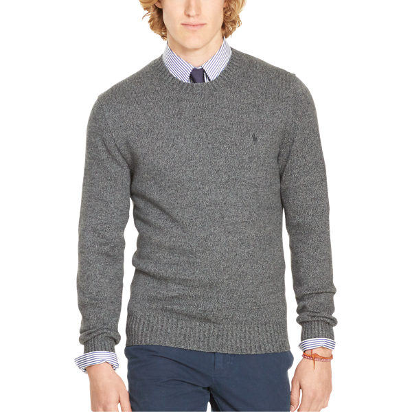 Dark Charcoal Marl Cotton Crewneck Sweater Polo Ralph Lauren 1