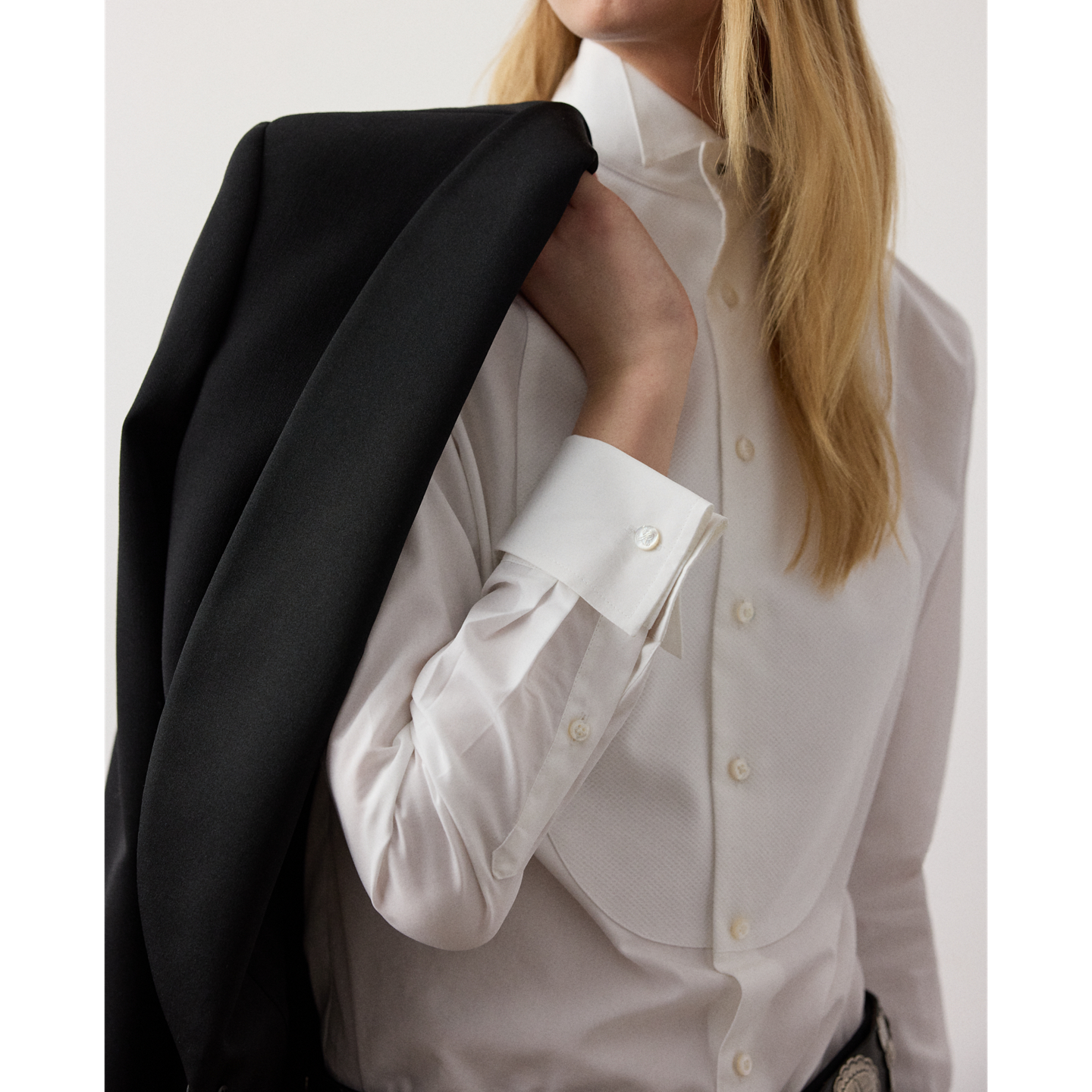 Женская рубашка Ralph Lauren Cotton Broadcloth Tuxedo, цвет: Белый — фото 3