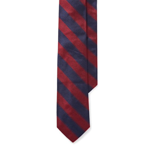 Navy/Red Striped Silk Repp Narrow Tie Polo Ralph Lauren 1