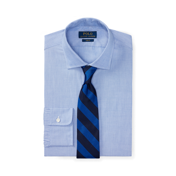 Light Blue/White Slim Fit End-On-End Shirt Polo Ralph Lauren 1