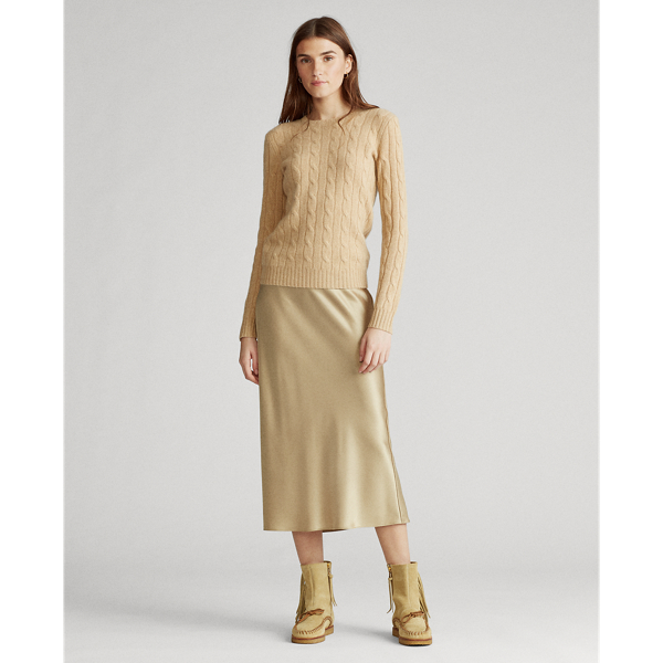 Camel Melange OLD Cable-Knit Cashmere Sweater Polo Ralph Lauren 3