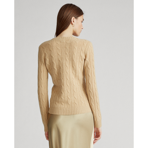 Camel Melange OLD Cable-Knit Cashmere Sweater Polo Ralph Lauren 4