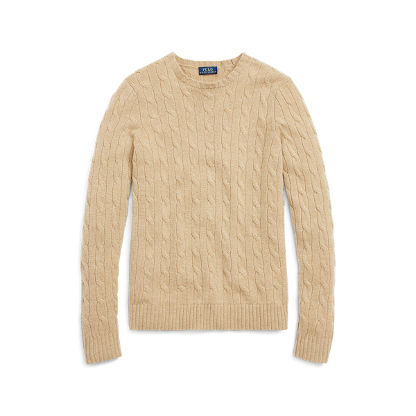 Camel Melange OLD Cable-Knit Cashmere Sweater Polo Ralph Lauren 2