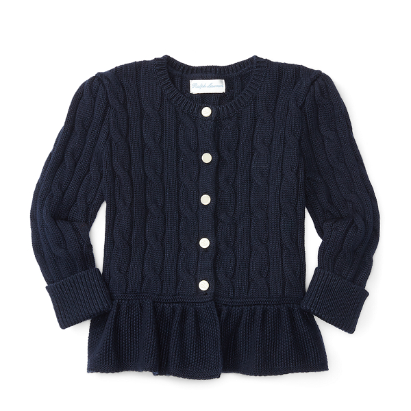 Hunter Navy Combed Cotton Peplum Cardigan Baby Girl 1