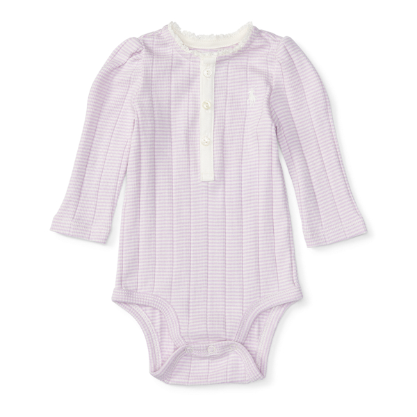 Mosaic Purple Striped Button-Front Bodysuit Baby Girl 1