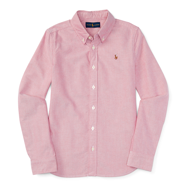 Raspberry/White Cotton Oxford Shirt Girls 2-6x 1