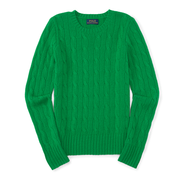 Bright Green Cable-Knit Cashmere Sweater Girls 7-16 1