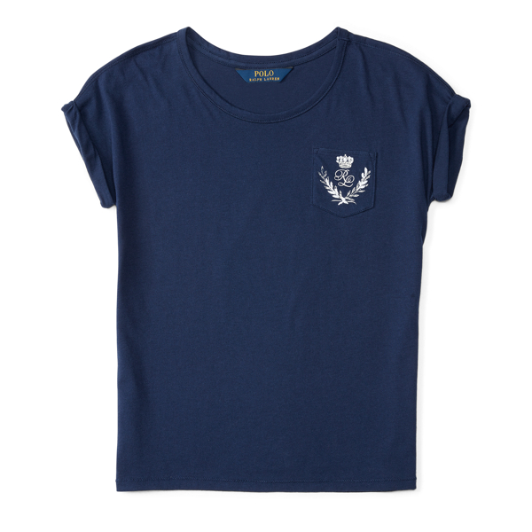 Newport Navy RL Cotton Pocket Tee Girls 7-16 1