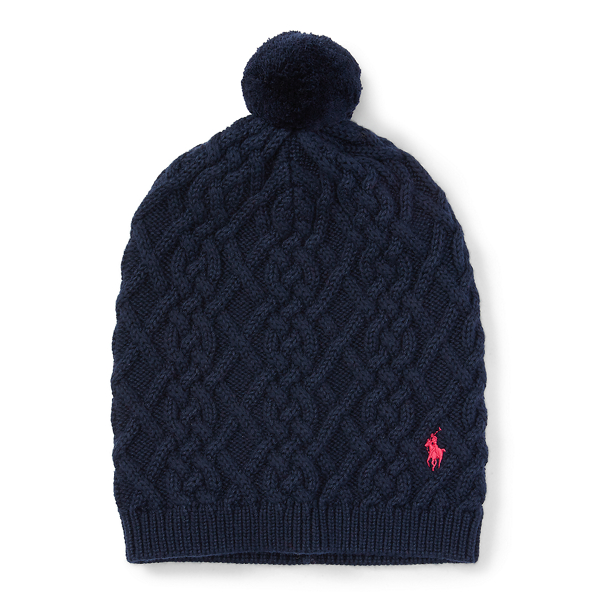 Hunter Navy Slouchy Combed Cotton Beanie Girls 7-16 1