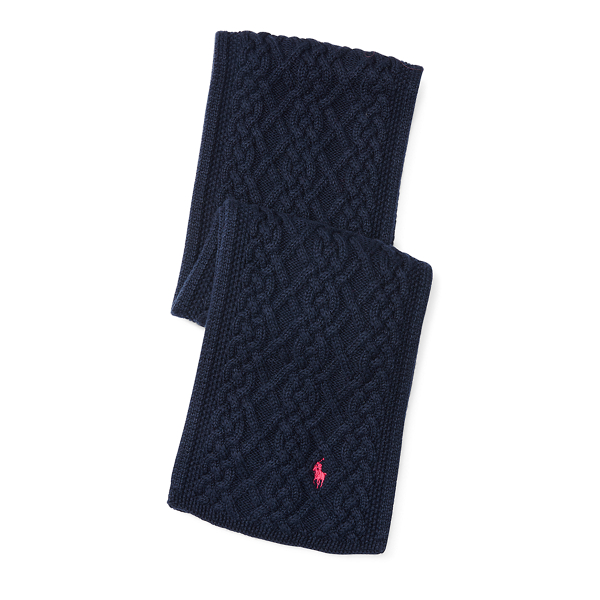 Hunter Navy Cable Combed Cotton Scarf Girls 7-16 1