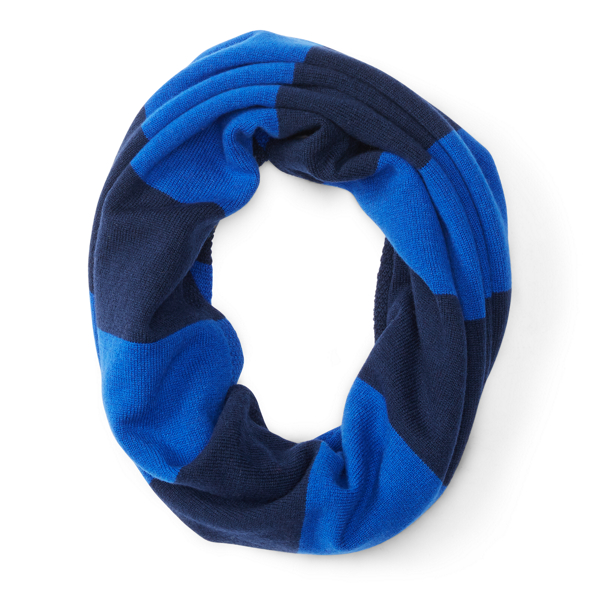 New Navy W Royal Stripe Striped Wool Snood Girls 7-16 1