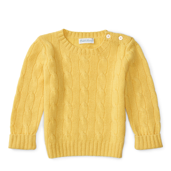 Autumn Yellow Cable-Knit Cashmere Sweater Baby Boy 1