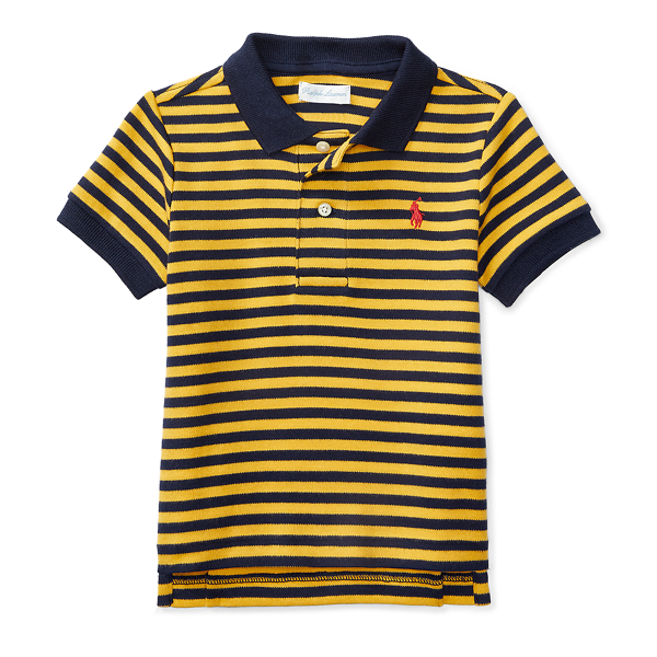 French Navy Multi Striped Cotton Interlock Polo Baby Boy 1