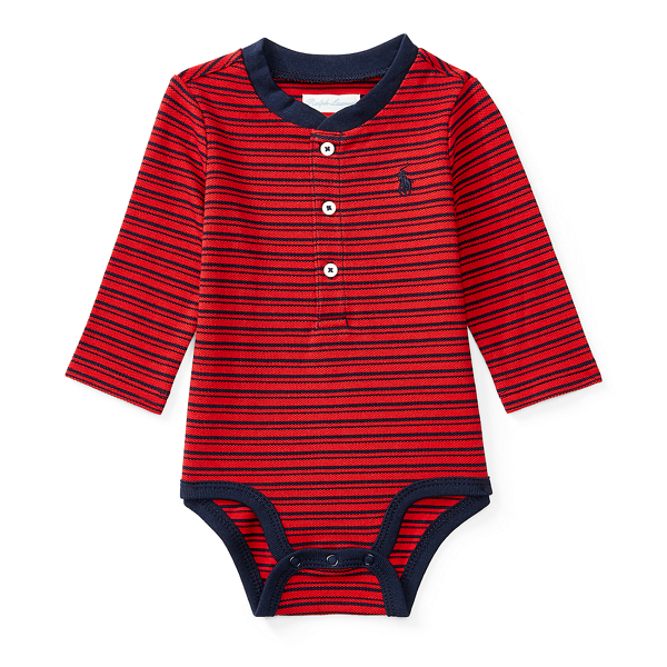 Rl 2000 Red/Cruise Navy Striped Cotton Mesh Bodysuit Baby Boy 1