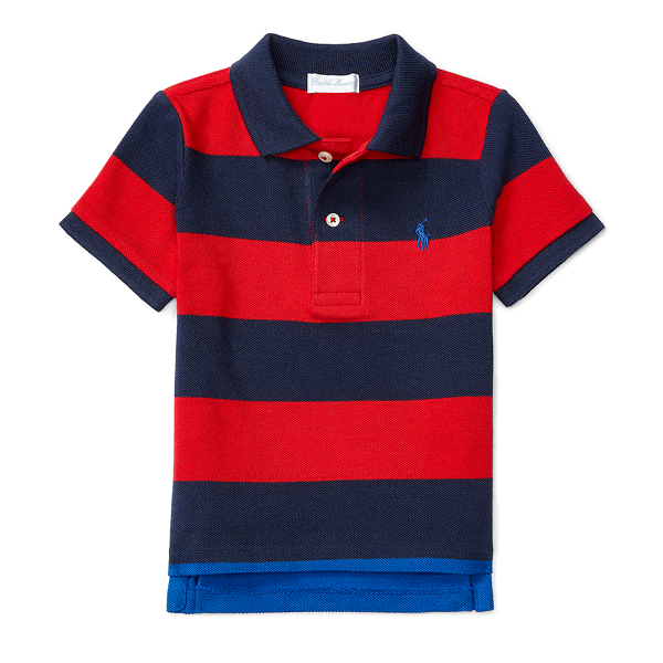 Casino Red Multi Striped Cotton Mesh Polo Baby Boy 1