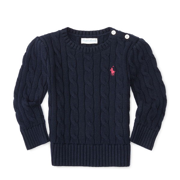 Hunter Navy Cable Combed Cotton Sweater Baby Girl 1