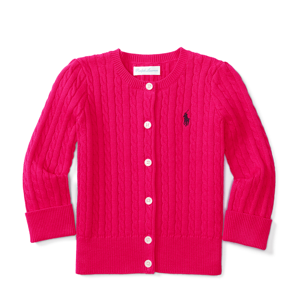 Sport Pink Cable Combed Cotton Cardigan Baby Girl 1