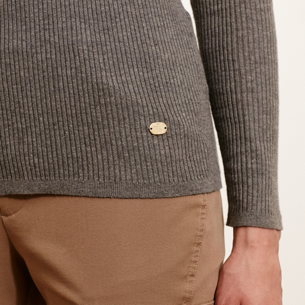Concrete Heather Ribbed Stretch Cotton Sweater Lauren 4