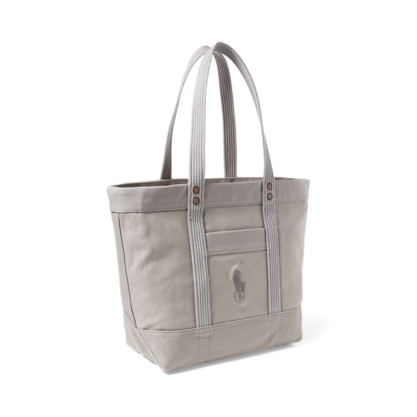 Light Grey Canvas Big Pony Tote Polo Ralph Lauren 2