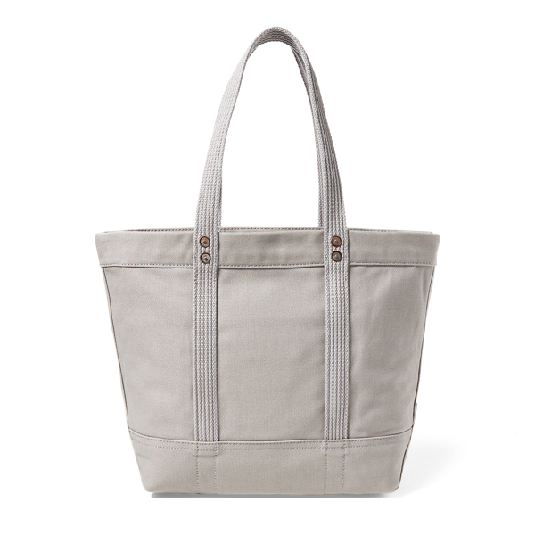 Light Grey Canvas Big Pony Tote Polo Ralph Lauren 3