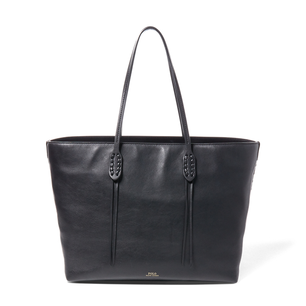 Ralph lauren black leather tote online