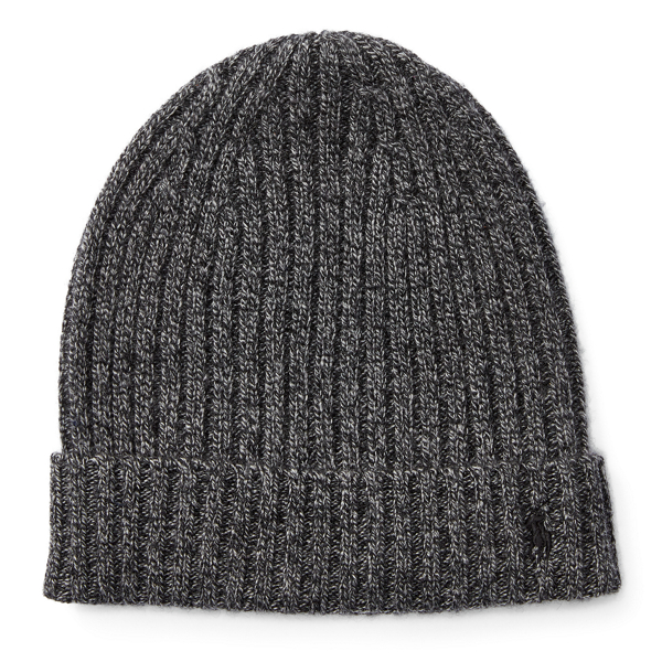 Salt & Pepper Ribbed Cashmere-Wool Hat Polo Ralph Lauren 1