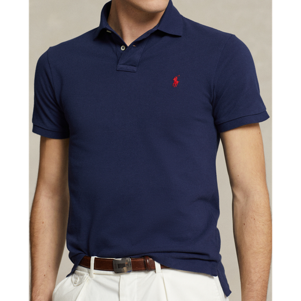 Navy Slim Fit Mesh Polo Shirt Polo Ralph Lauren 6